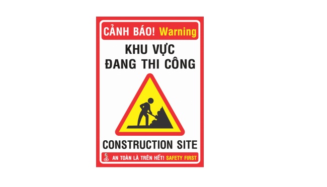 biển cảnh báo khu vực đang thi công