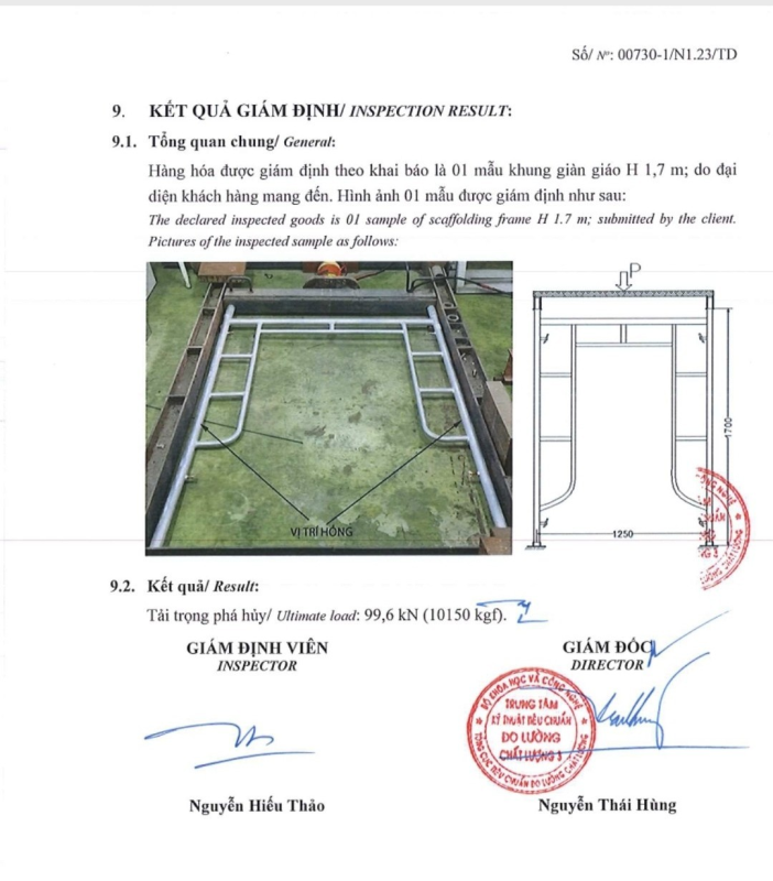 Giấy kiểm định giàn giáo